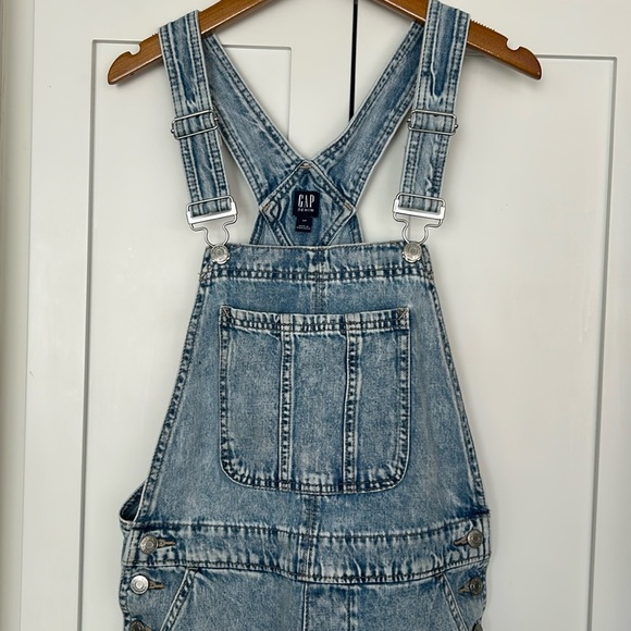 Gap Distressed Denim Short Overalls Shortalls Size S - Picture 15 of 17